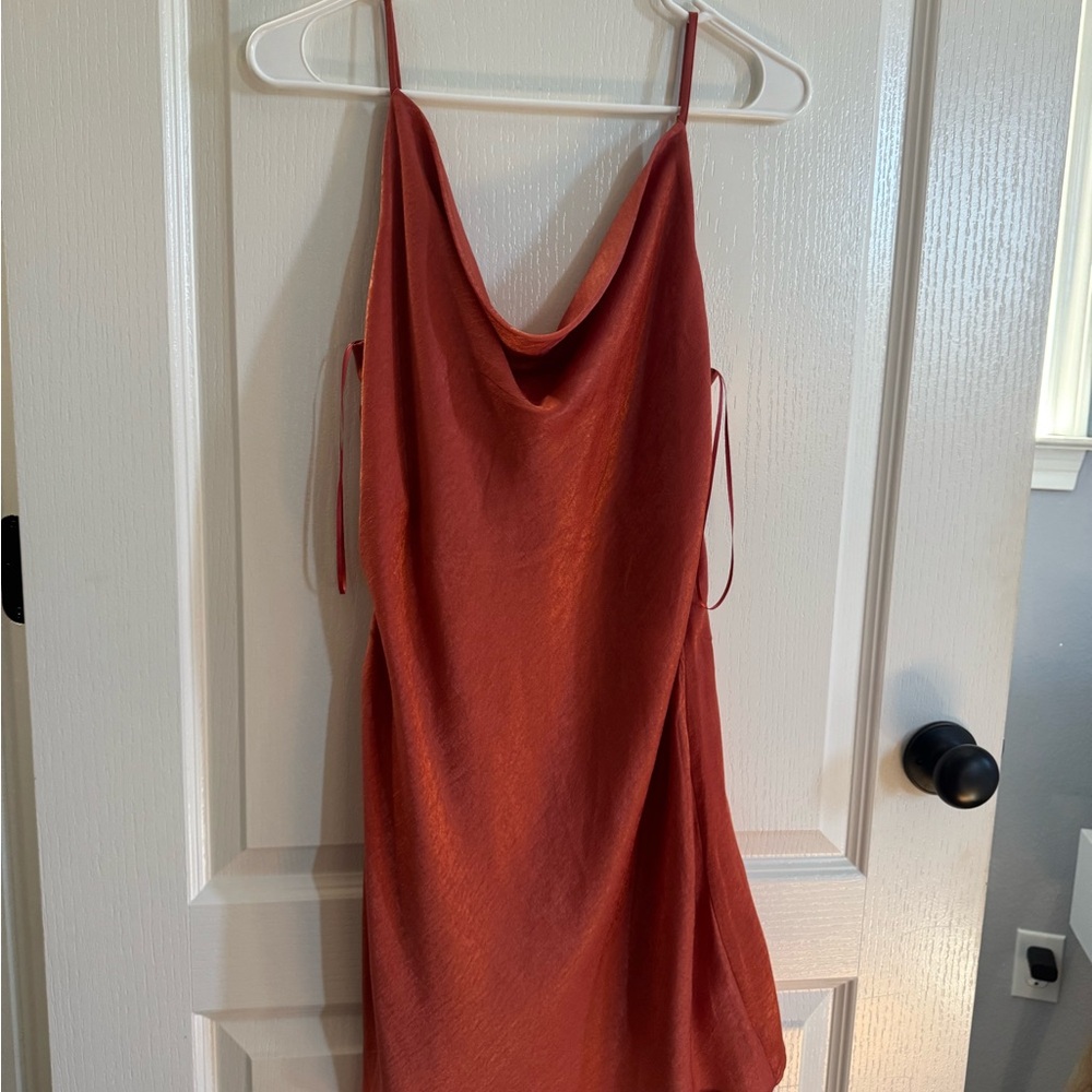 Rust Orange Cowl Neck Dress